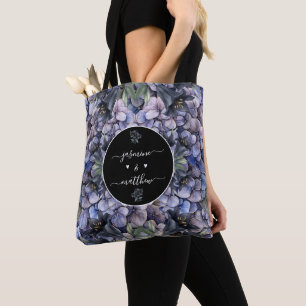 Düstere schwarze Blumen-Klassiker-Paarnamen-Hochze Tasche