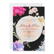 Düstere schwarze Floral-Hochzeitseinladungssuite