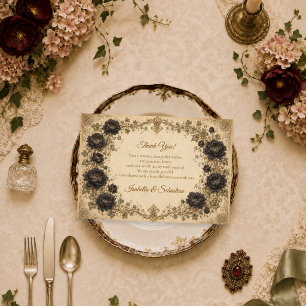 Düstere schwarze Pfingstrosen-Hochzeit Dankeskarte