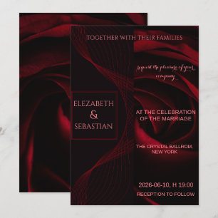 Düstere schwarze und rote Rosen elegante Hochzeit  Einladung