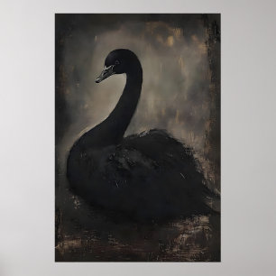 Düstere Schwarzschwan-Presswand, Schwan-Porträt-Wa Poster