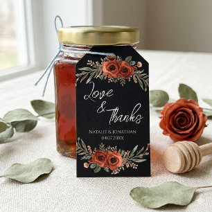 Düstere Terrakotta-Blumen-Boho-Hochzeits-Dankeschö Geschenkanhänger