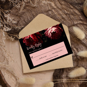 Düstere Vintage-Blumen-Hochzeit RSVP Karte