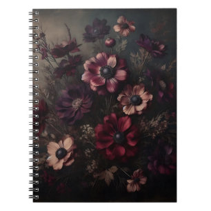 Düsterer Anemonen-Blüten-Vintage-Botanik-Blumenkun Notizblock