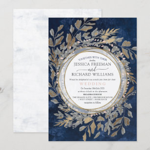 Düsterer gotischer Blumenkranz, Marineblau und ros Einladung