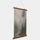 Düsterer nebliger Landschaftswandbehang-Teppich Wandteppich Mit Holzrahmen (Gewinkelt)