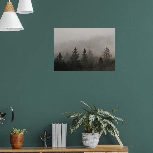 Düsterer nebliger Wald Poster (Wohnzimmer 1)