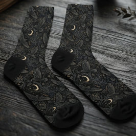 Düsterer Obsidian-Barock-Rabe Socken