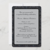 Düsterer Onyx-Gotik-Damask-Rabe Einladung (Rückseite)