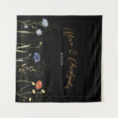 Düsterer Wildblumen-Boho-Botanischer Hochzeit Wandteppich (Vorderseite (Horizontal))