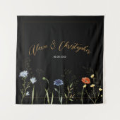 Düsterer Wildblumen-Boho-Botanischer Hochzeit Wandteppich (Vorderseite)