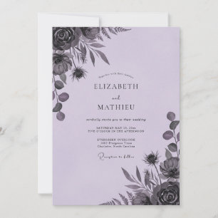 Düsteres Amethyst-Blatt-Hochzeit Einladung