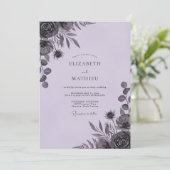 Düsteres Amethyst-Blatt-Hochzeit Einladung (Stehend Vorderseite)
