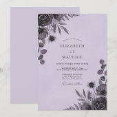 Düsteres Amethyst-Blatt-Hochzeit Einladung (Vorne/Hinten)