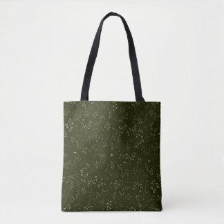 Düsteres Dunkelgrünes Ditsy Botanisches Muster Tasche