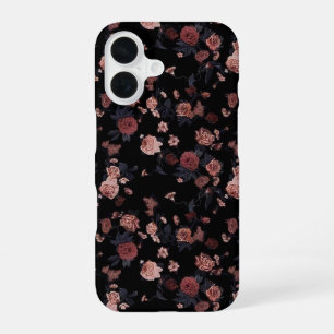Düsteres dunkles Blumen Vintage rote Rosen iPhone 16 Hülle