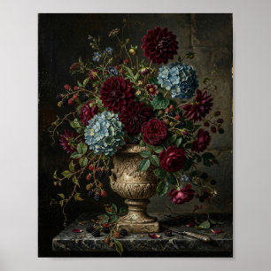 Düsteres dunkles Blumenbild I Poster