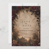 Düsteres dunkles Herbsthochzeitsthema Save The Date (Vorderseite)
