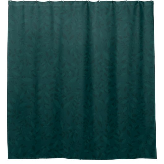 Düsteres dunkles Teal-Blatt-Muster ohne Naht Duschvorhang (Vorderseite)