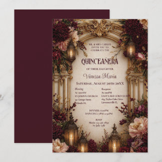 Düsteres Florales Gothic Quinceanera Einladung