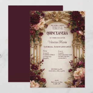 Düsteres florales gotisches Quinceanera-Einladung Einladung