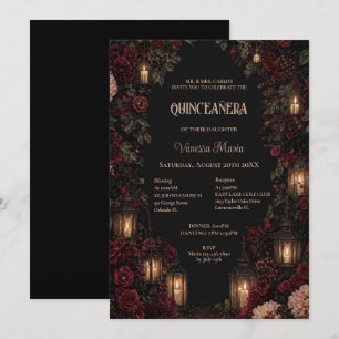 Düsteres florales gotisches Quinceanera-Einladungs Einladung