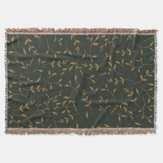 Düsteres Goldblatt Waldgrün-Muster Decke (Vorderseite)