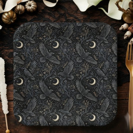 Düsteres Gothic Obsidian Barock Rabe Pappteller
