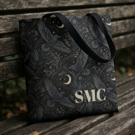 Düsteres Onyx-Gotik-Monogramm-Rabe Tasche