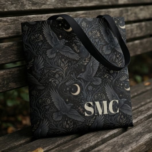 Düsteres Onyx-Gotik-Monogramm-Rabe Tasche