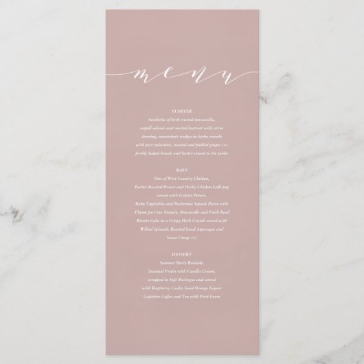 Düsteres rosa elegantes Aquarell gemalte Hochzeit Menükarte (Vorderseite)
