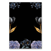 Düsteres schwarzes Blumenklassiker-Hochzeits-Scrip Tischnummer (Rückseite)