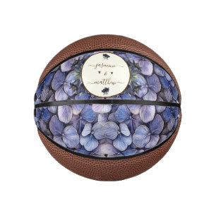 Düsteres schwarzes florales klassisches Paar-Namen Mini Basketball