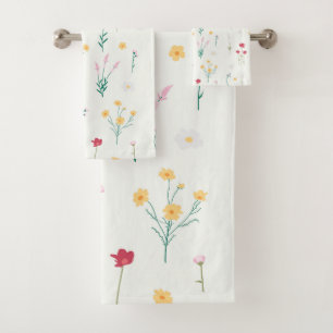 Düsteres viktorianisches botanisches Blumenmuster Badhandtuch Set