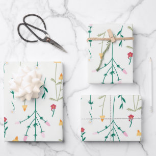 Düsteres, viktorianisches botanisches Blumenmuster Geschenkpapier Set