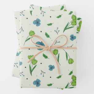 Düsteres, viktorianisches botanisches Blumenmuster Geschenkpapier Set
