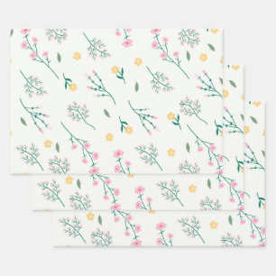 Düsteres, viktorianisches botanisches Blumenmuster Geschenkpapier Set