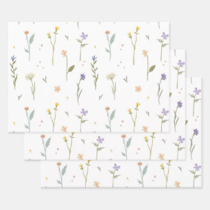 Düsteres, viktorianisches botanisches Blumenmuster Geschenkpapier Set