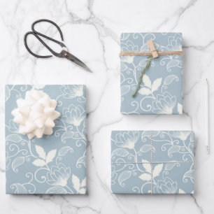 Düsteres viktorianisches botanisches Blumenmuster Geschenkpapier Set