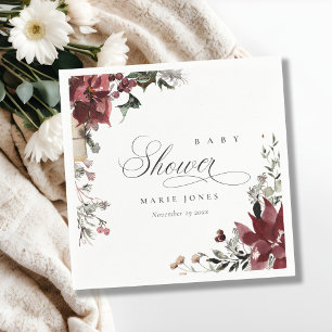 Düsteres Warmes Winter Festliches Laub Baby Shower Serviette