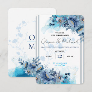 Düsternaviblaues und Mitternachtsblaues Wasserfarb Save The Date
