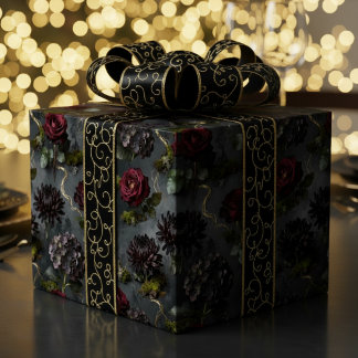 Düsterne Blume  Dunkles Florales Geschenk Geschenkpapier