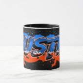 Dustin Vorname Name Graffiti blue orange Tasse (Zentrum)