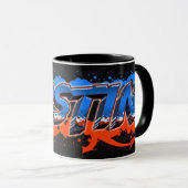Dustin Vorname Name Graffiti blue orange Tasse (VorderseiteRechts)