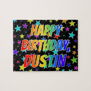 "DUSTIN" Vorname, Spaß "GLÜCKLICHER GEBURTSTAG" Puzzle