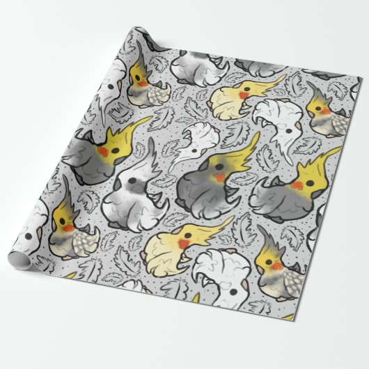 Dustous Cockatiels Wrapping Paper Geschenkpapier (Ungerollt)