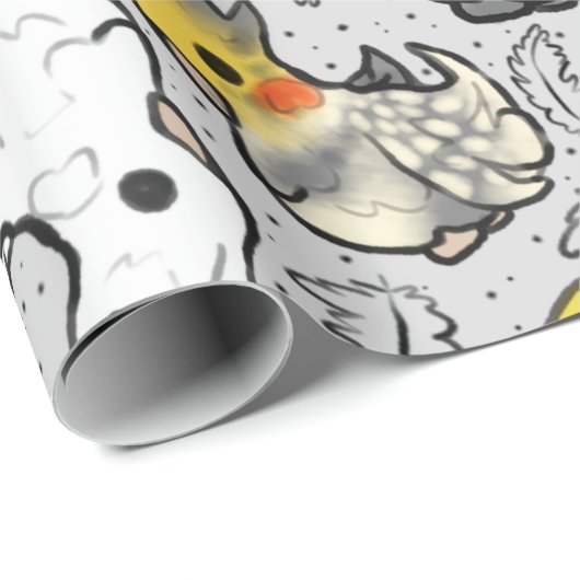 Dustous Cockatiels Wrapping Paper Geschenkpapier (Rolleneckpunkt)