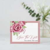 Dustrosa Aquarellfarben Rose Blume Save the Date Postkarte (Stehend Vorderseite)