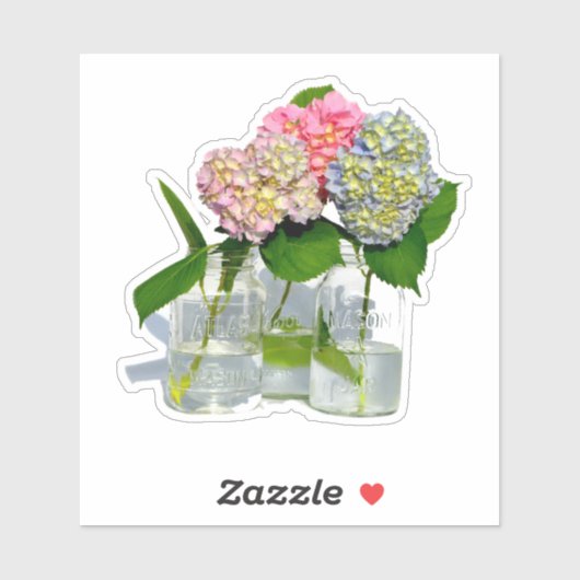 Dustrosa, blau-gelb-grüne Hydrangeas Aufkleber (Blatt)