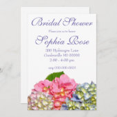 Dustrosa, blau-gelb-grüne Hydrangeas Einladung (Vorne/Hinten)